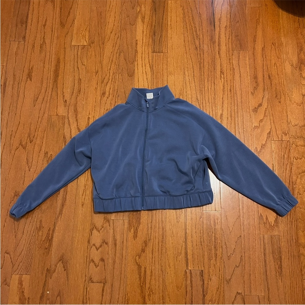 All In Motion Cropped Quarter Zip Pullover Blue Athletic Jacket Size L - Picture 2 of 6